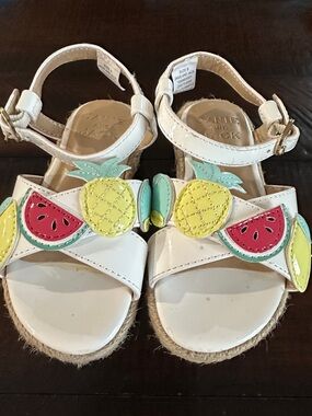 Janie and Jack White Kids Fruit Applique Sandals